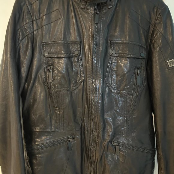 Hugo Boss Orange Leather Jacket - Mens Small - Picture 4 of 5